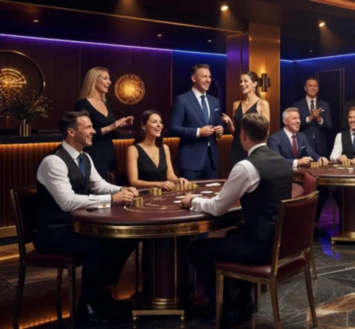 Ekskluzywny mobilny event kasynowy dla firm z eleganckim stołem pokerowym