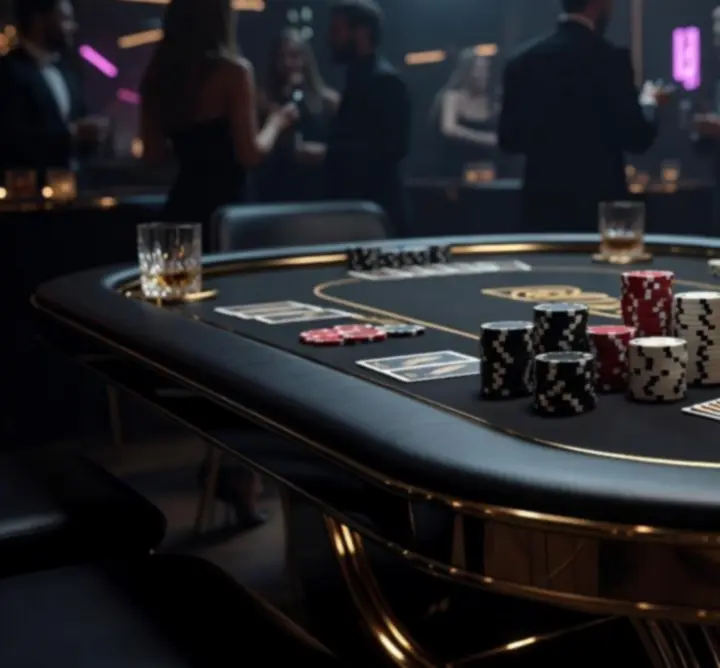 Elegancki stół pokerowy z profesjonalną oprawą świetlną