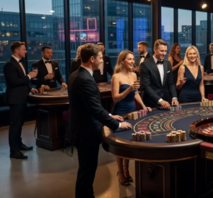 Mobilne kasyno na eleganckim evencie firmowym