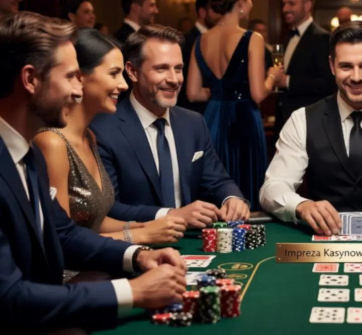 Stół pokerowy podczas wieczoru pokerowego