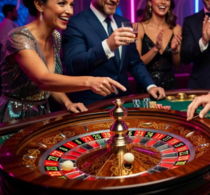 Elegancki stół do ruletki podczas eventu casino