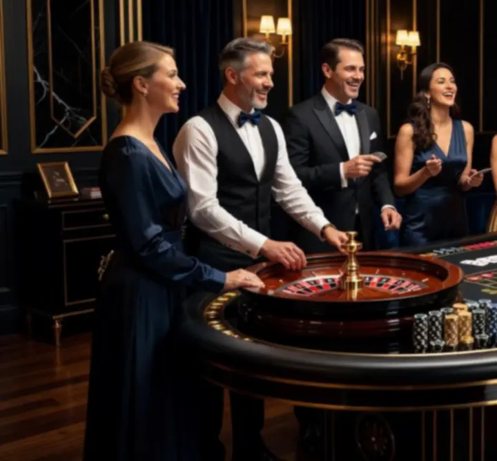 Prywatna impreza z mobilnym kasynem – eleganckie stoły do gier w domowym wnętrzu